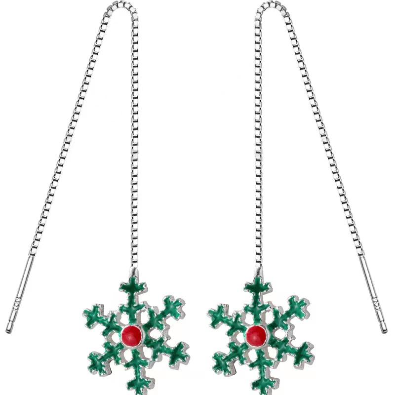 S925 Snowflake Ear Line Earrings
