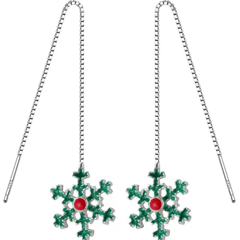 S925 Snowflake Ear Line Earrings