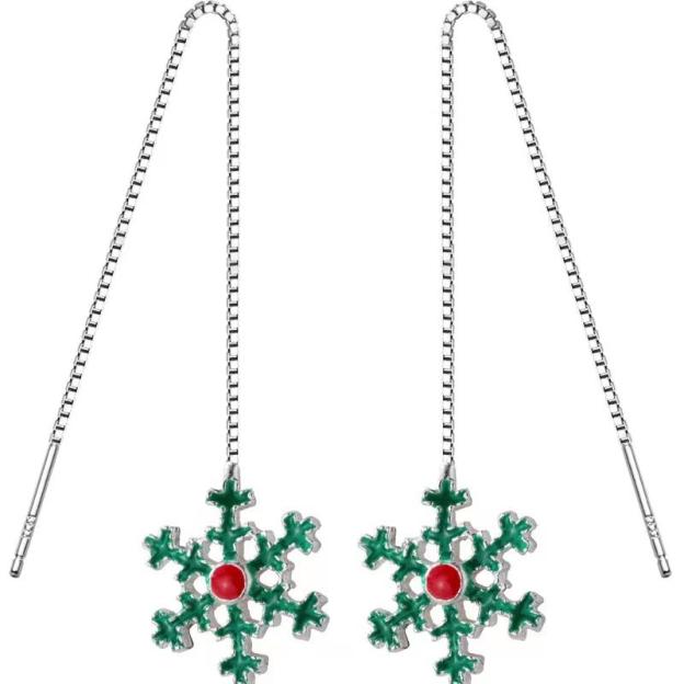 S925 Snowflake Ear Line Earrings