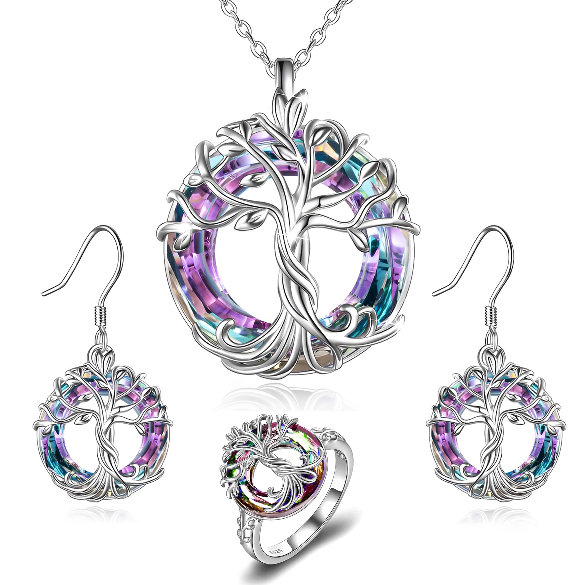 For Mom - S925 Mother is the Family Root Tree Crystal Necklace