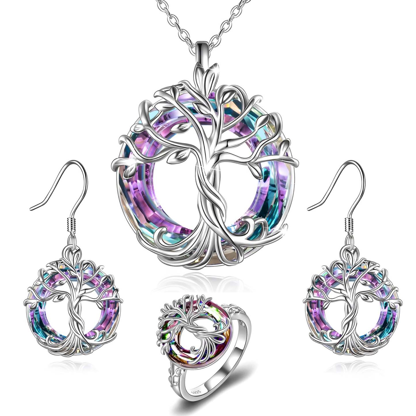 For Mom - S925 Mother is the Family Root Tree Crystal Necklace