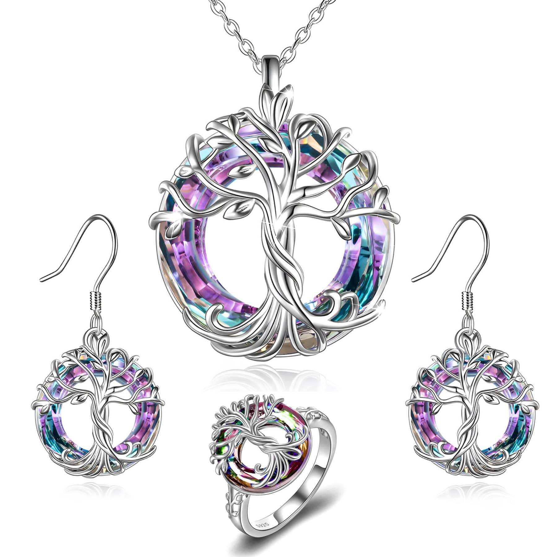 For Mom - S925 Mother is the Family Root Tree Crystal Necklace