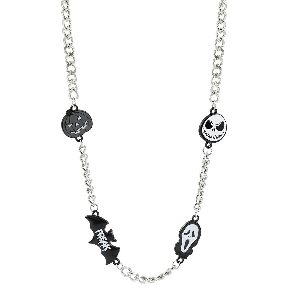 Skull Pumpkin Bat Necklace