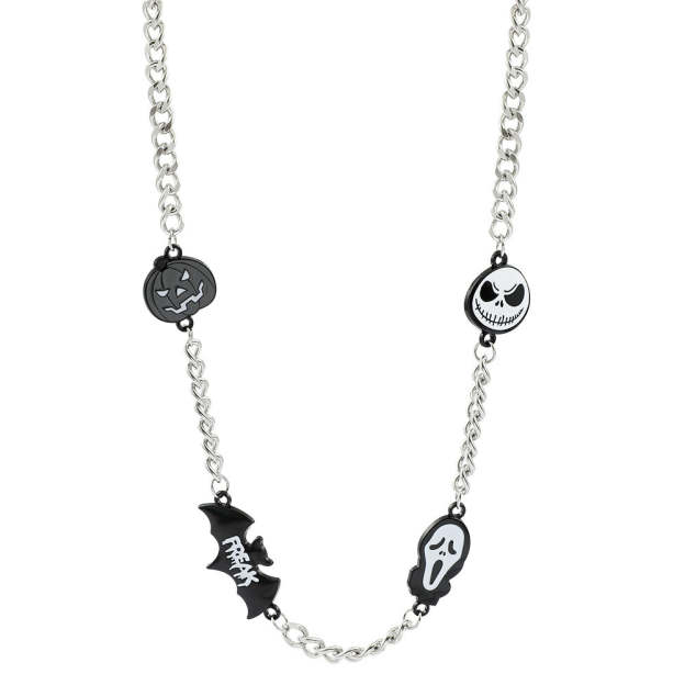 Skull Pumpkin Bat Necklace