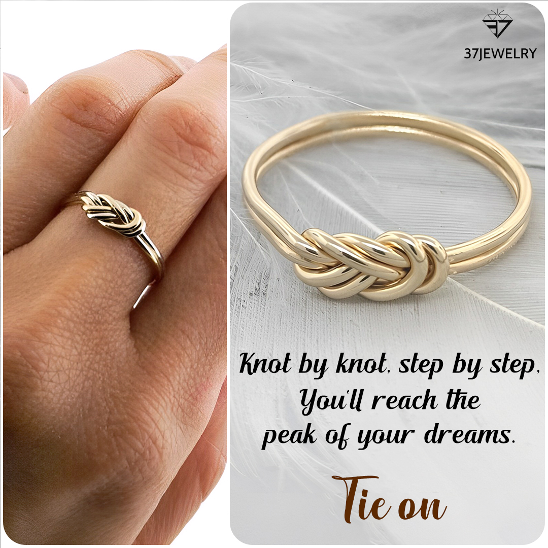 S925 You'll Reach The Peak Of Your Dreams Rock Climbing Knot Ring