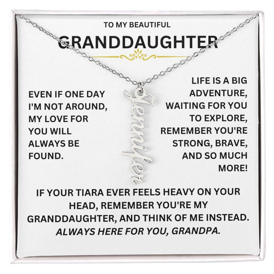 For Granddaughter - S925 I Am Always Here For You Vertical Name Custom Necklace