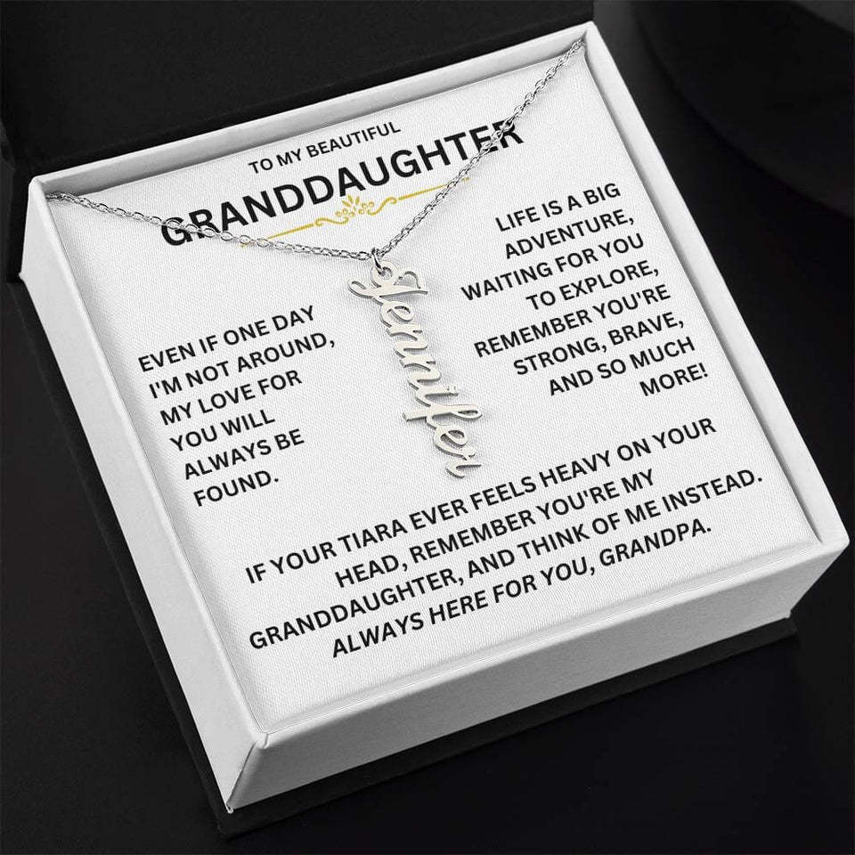 For Granddaughter - S925 I Am Always Here For You Vertical Name Custom Necklace