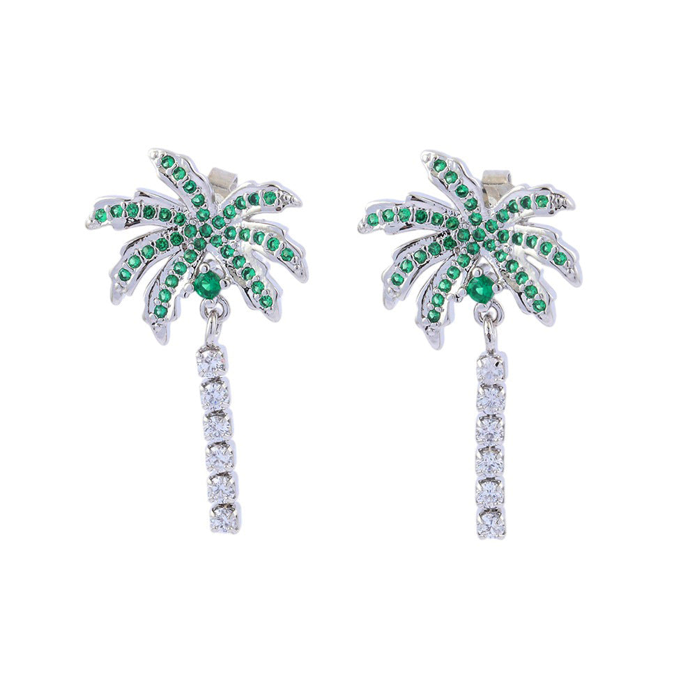 Ocean Wind Diamond Coconut Tree Summer Earrings