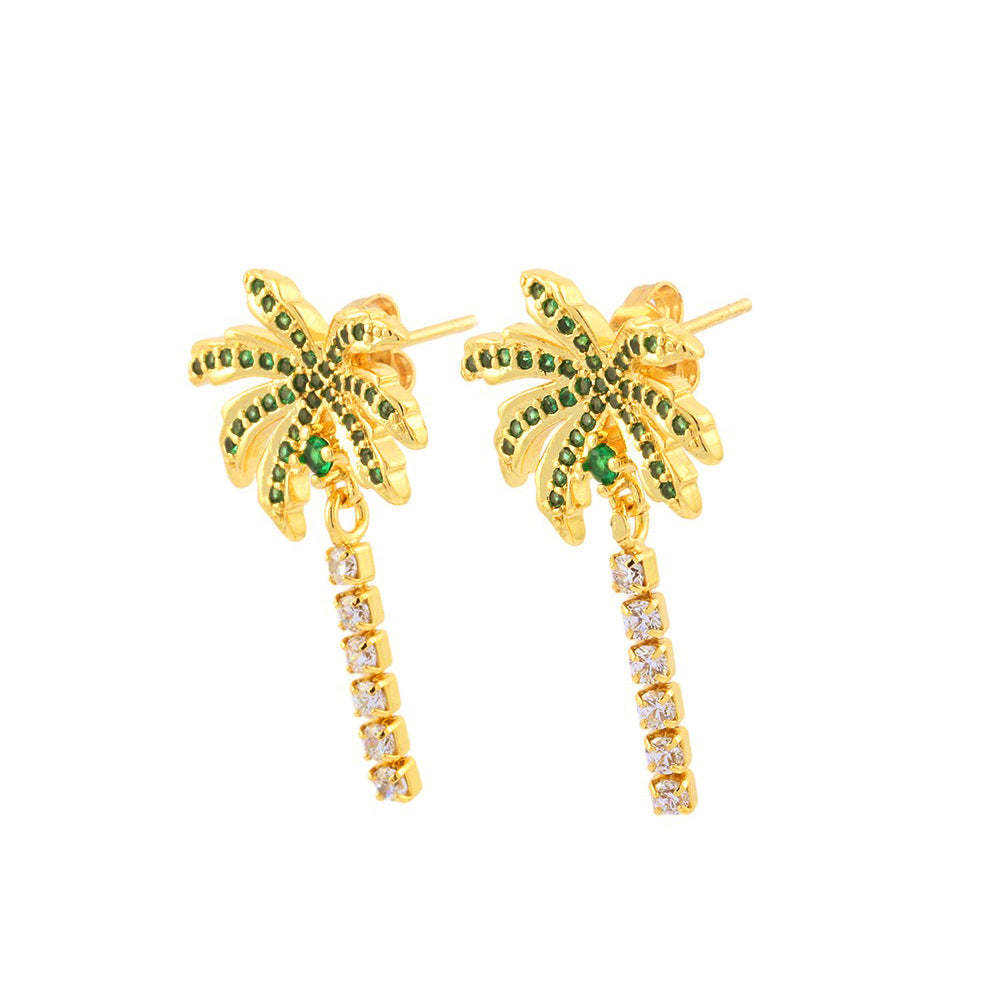 Ocean Wind Diamond Coconut Tree Summer Earrings