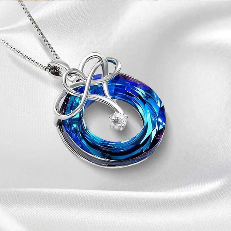 For Daughter in Law - S925 You are Also My Daughter-in-heart Blue Crystal Infinity Necklace