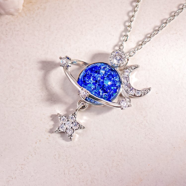 For Bonus Daughter - S925 You are The Most Special Star in The Universe Blue Star Crystal Necklace