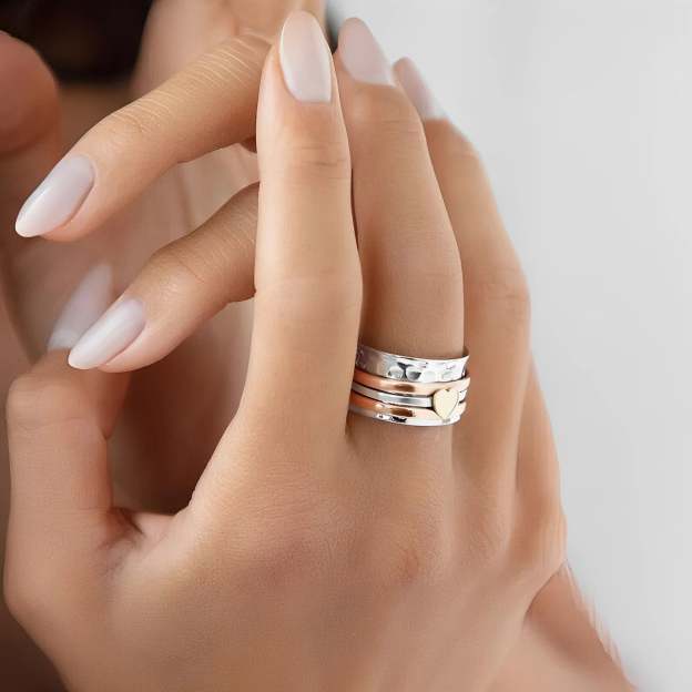 For Self - S925 Love Yourself Unconditionally Love Spinner Heart Ring