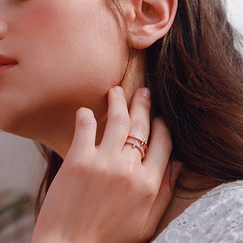 For Daughter - S925 Pray Through It Double Cross Ring