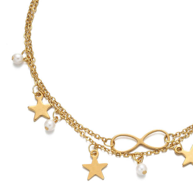 Infinity Pearl And Star Layer Anklet