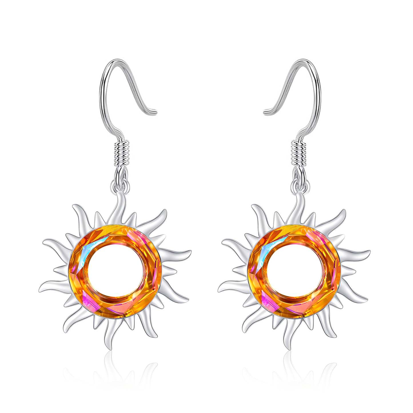 S925 Crystal Sun Earrings