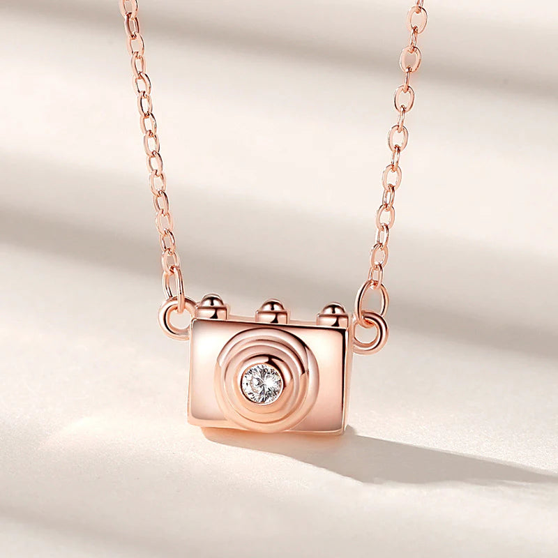 S925 Slow Down and Capture Moments Camera Necklace