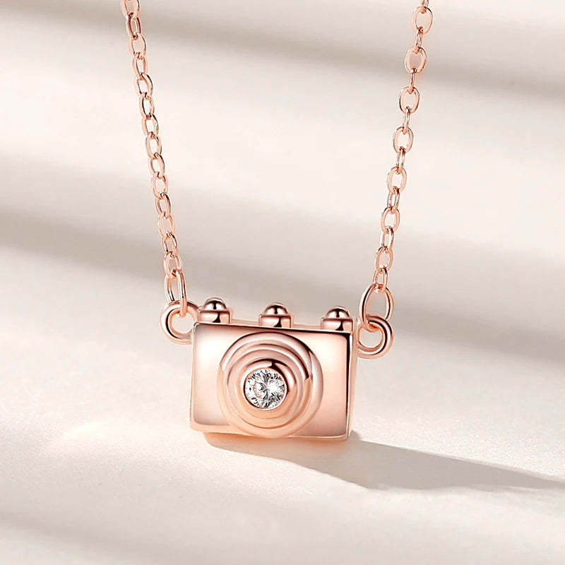 S925 Slow Down and Capture Moments Camera Necklace