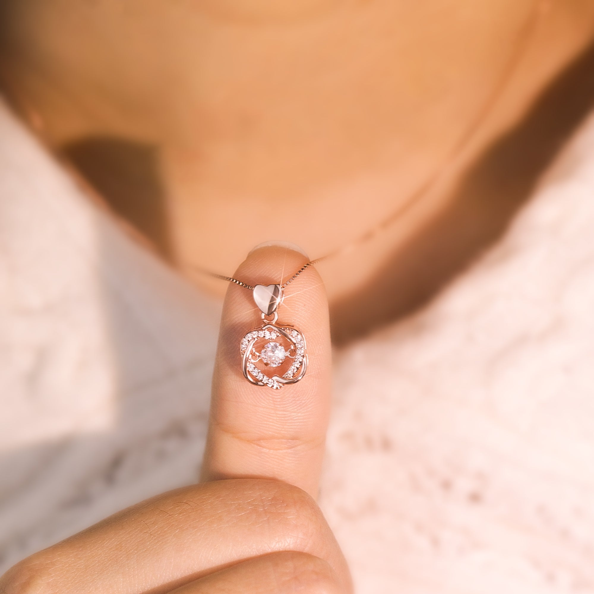 For Granddaughter - S925 Side by Side or Miles Apart We're Connected by Heart Love Knot Necklace