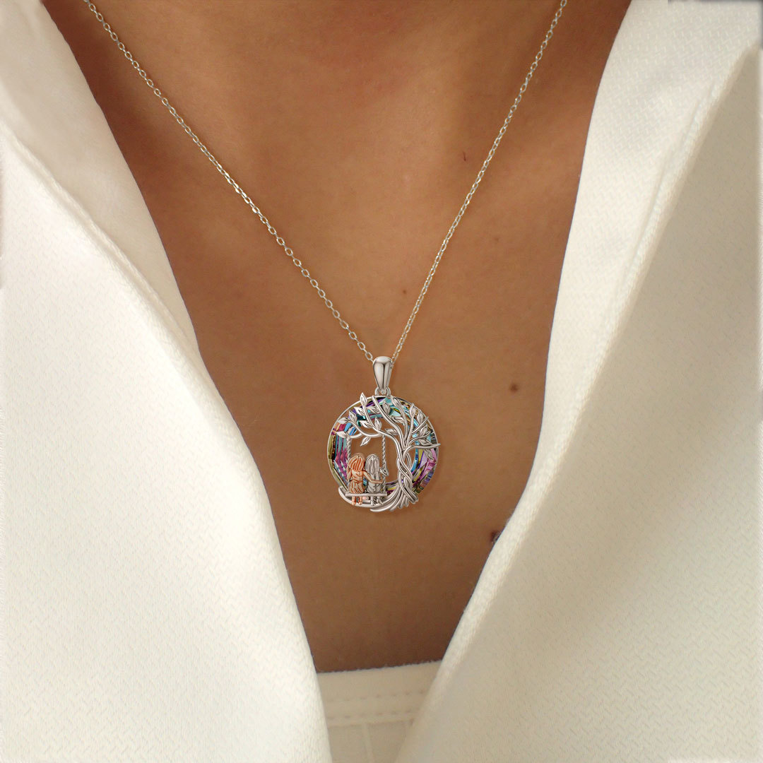For Friend - S925 When Fate Brought Us Together We Became Sisters at Heart Crystal Life Tree Necklace