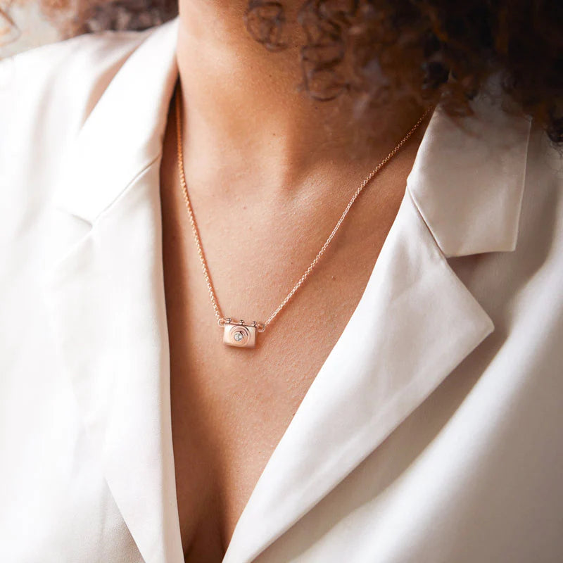 S925 Slow Down and  Capture Moments Camera Necklace