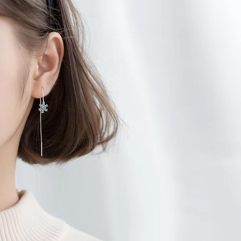 S925 Snowflake Ear Line Earrings