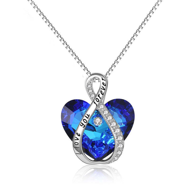 For Daughter- S925 You Will Never Outgrow My Heart Crystal Infinity Love Heart Necklace