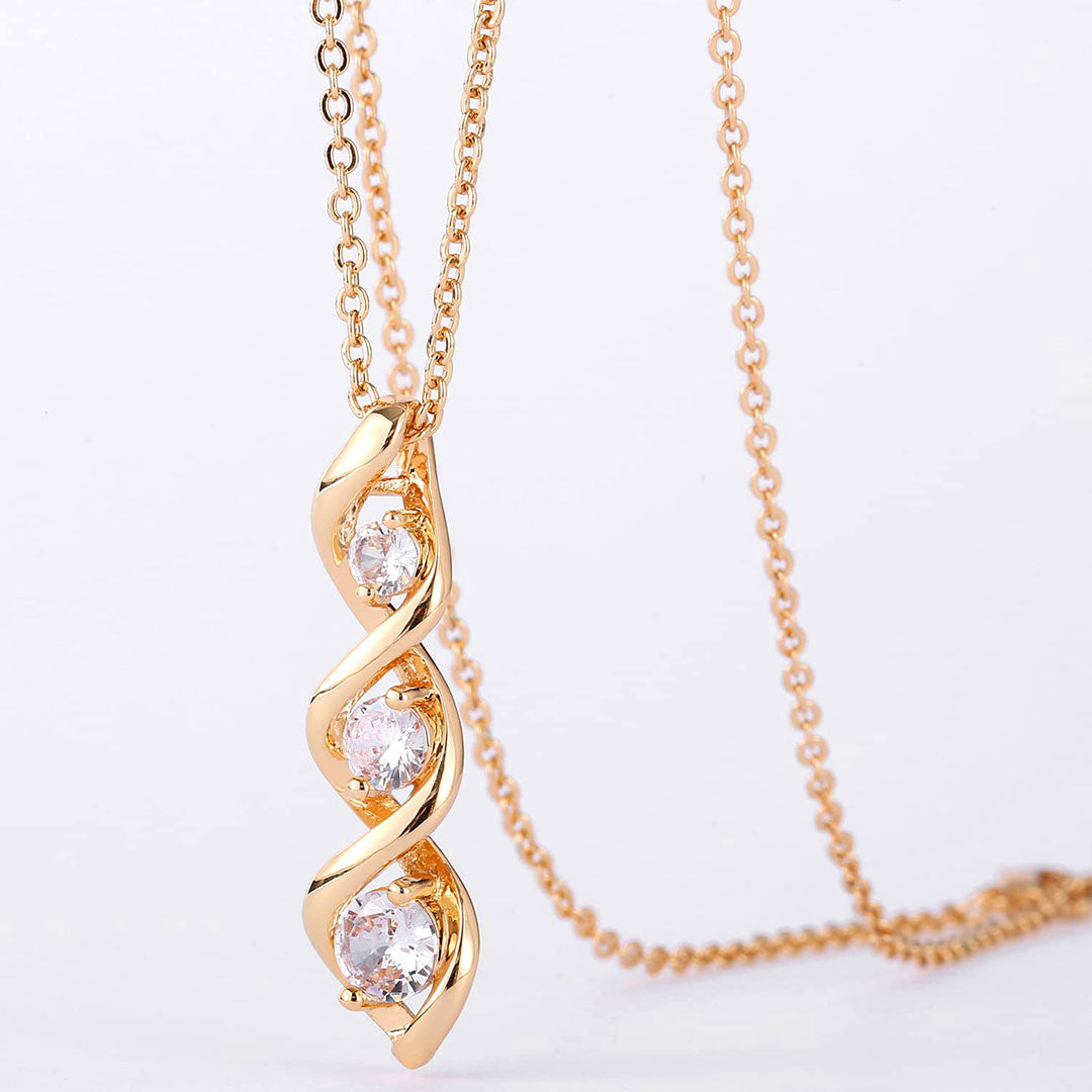 For Mother - S925 Thanks for Sharing Your DNA Three Diamond Spiral Necklace