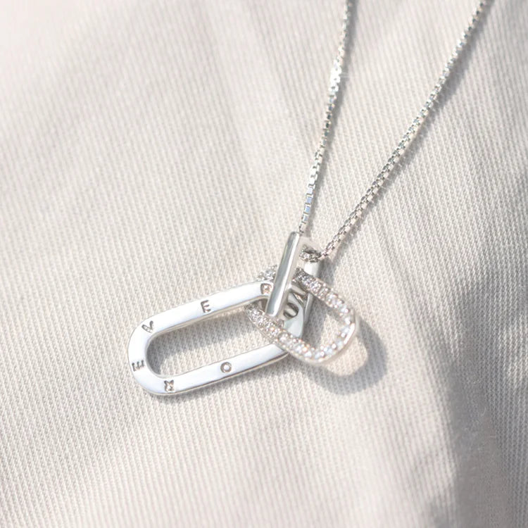 For Daughter - S925 Mother & Daughter Forever Linked Forever Loved Circle Necklace
