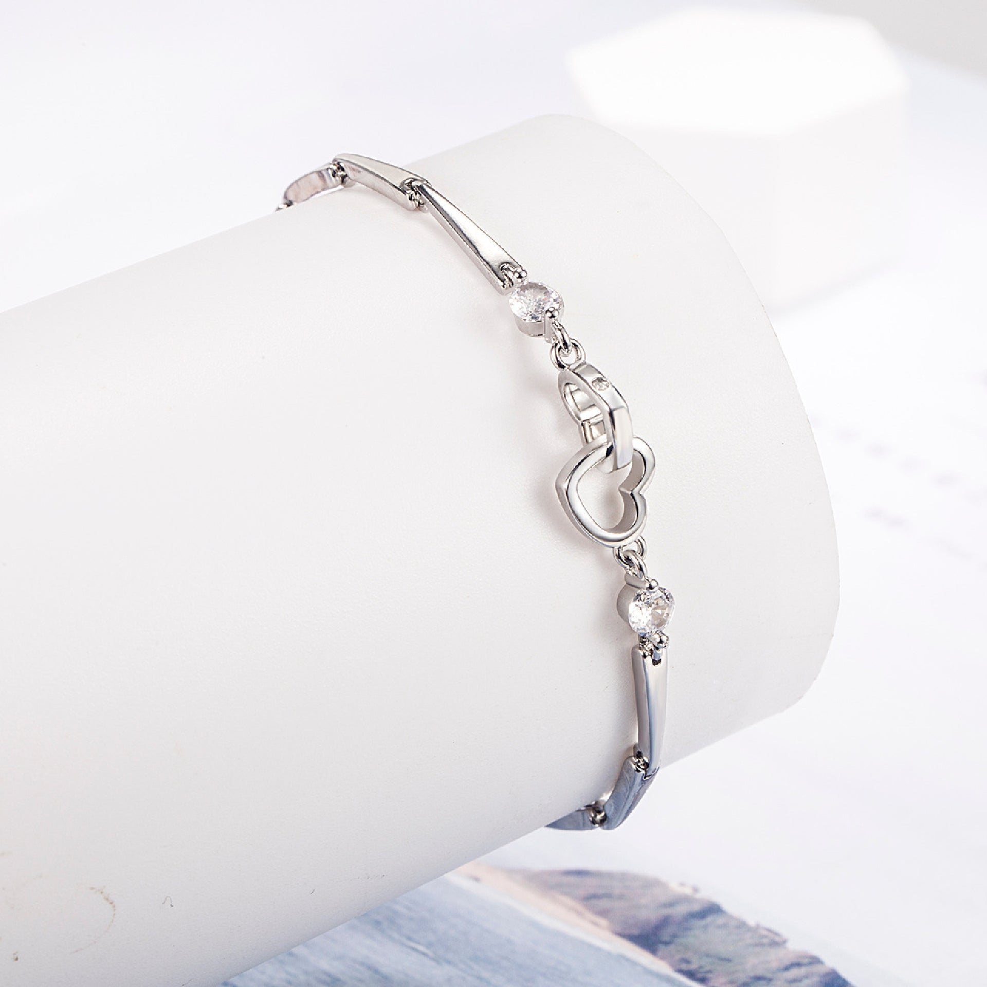 S925 The Love Between Aunt and Niece is Forever Double Heart Bracelet