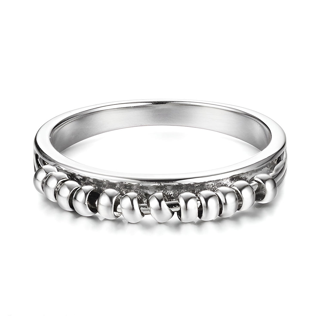 For Daughter - S925 I will Love & Protect You Half Round Bead Fidget Ring