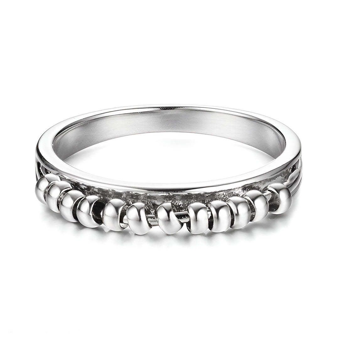 For Daughter - S925 I will Love & Protect You Half Round Bead Fidget Ring