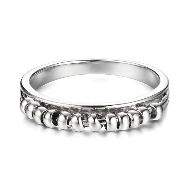 For Daughter - S925 I will Love & Protect You Half Round Bead Fidget Ring