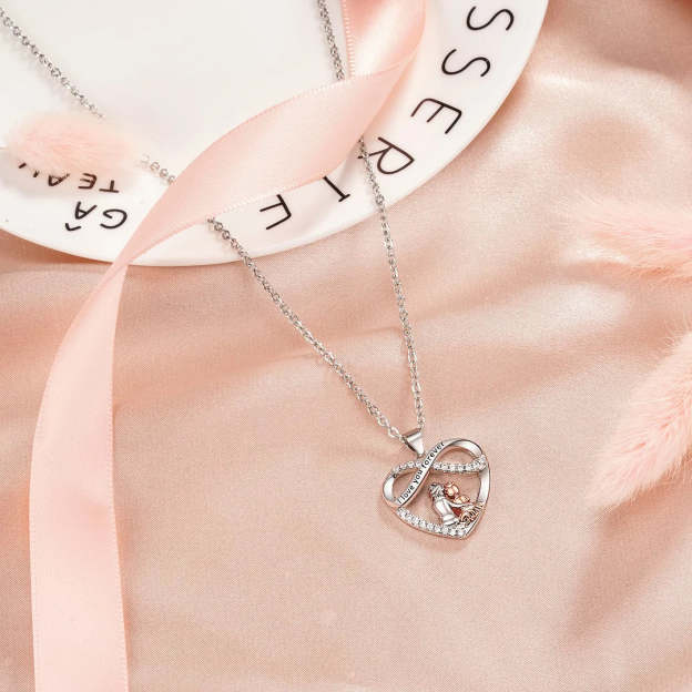 For Granddaughter - S925 Keep Me in Your Heart And I'll Stay There Forever Heart Necklace
