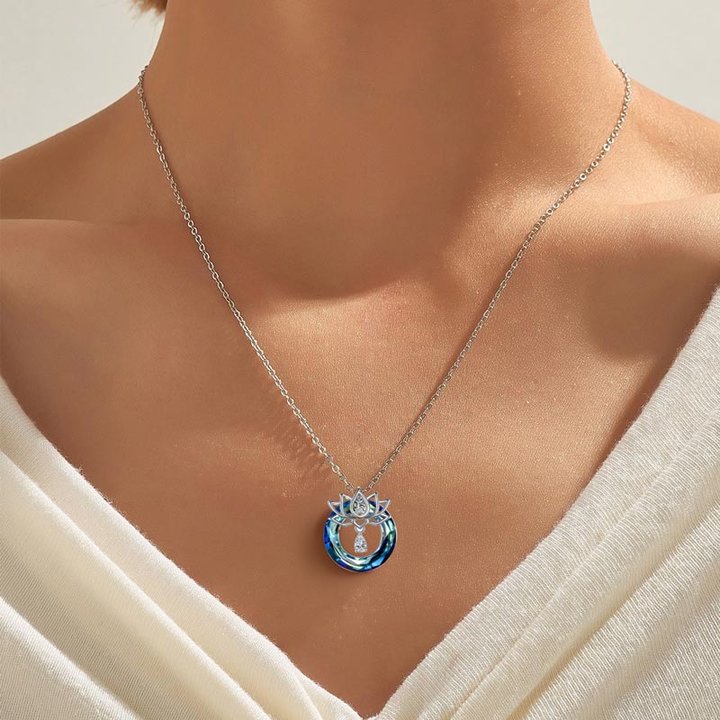 OM Crystal Hallow Lotus Necklace