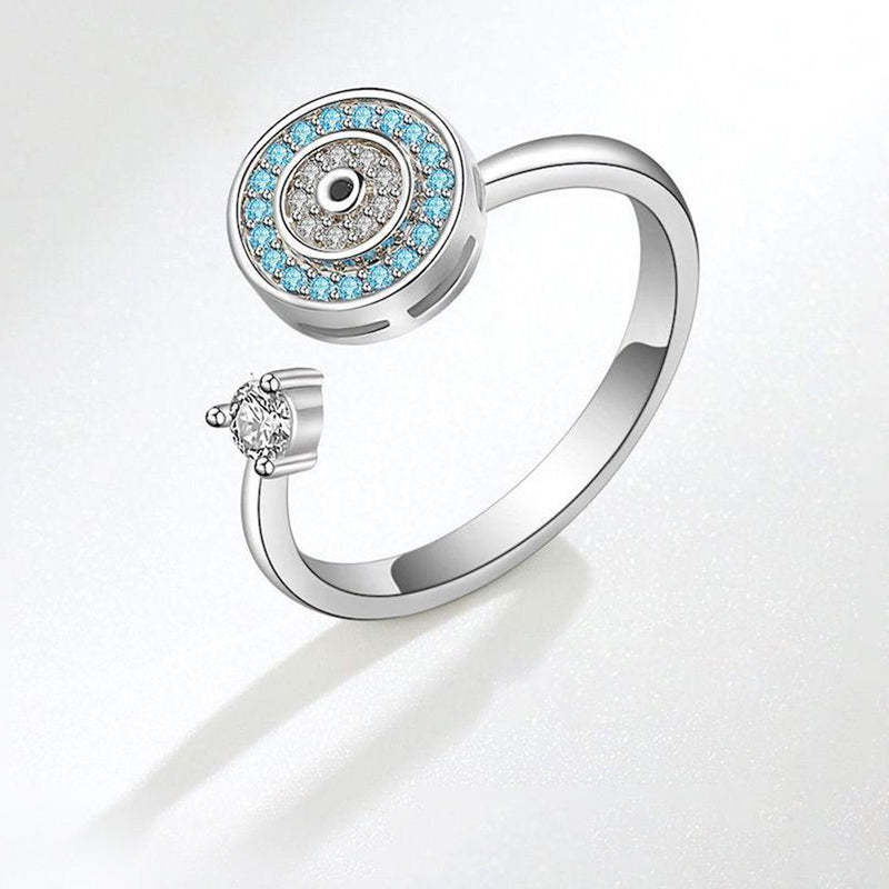 For Daughter - S925 I Will Love & Protect You from Anything You Fear Evil Eye Fidget Ring