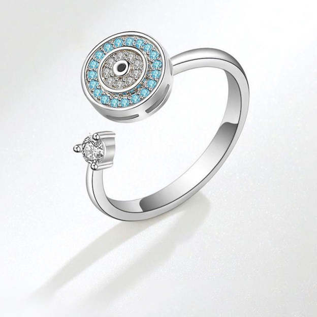 For Daughter - S925 I Will Love & Protect You from Anything You Fear Evil Eye Fidget Ring