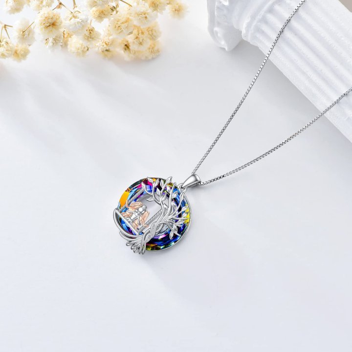 For Sister - S925 A Sister is GOD's Way of Making Sure We Never Walk Alone Crystal Tree of Life Necklace