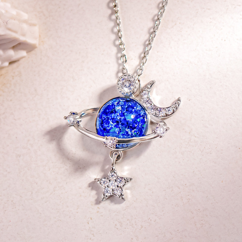 For Bonus Daughter - S925 You are The Most Special Star in The Universe Blue Star Crystal Necklace