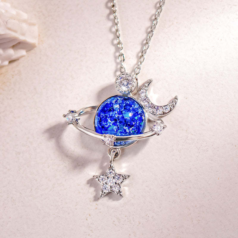 For Bonus Daughter - S925 You are The Most Special Star in The Universe Blue Star Crystal Necklace