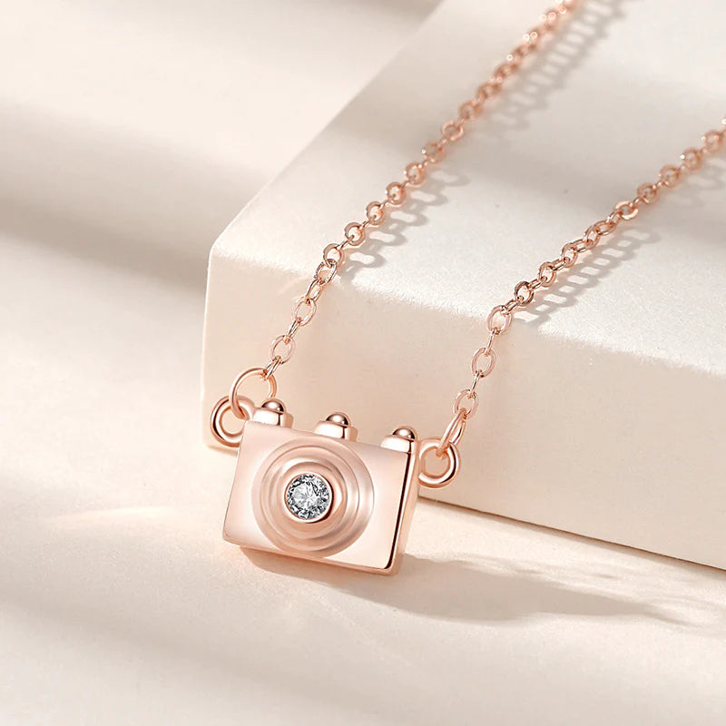 S925 Slow Down and  Capture Moments Camera Necklace