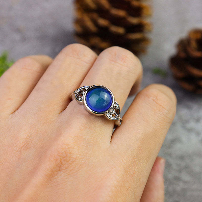 S925 Mood Ring Color Changing Circle Diamond Color Changing Ring