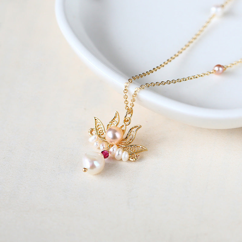 Enlightment & New Beginnings Lotus Pearl Necklace