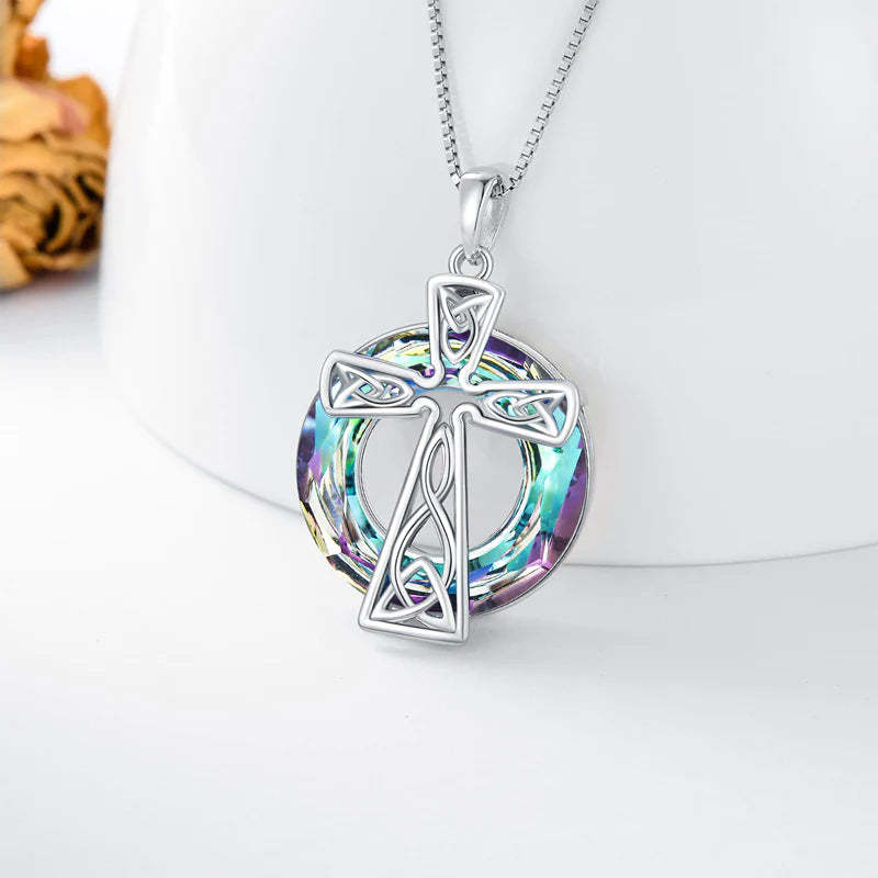 For Granddaughter - S925 Keep Her Happy and Healthy Crystal Hollow Cross Necklace