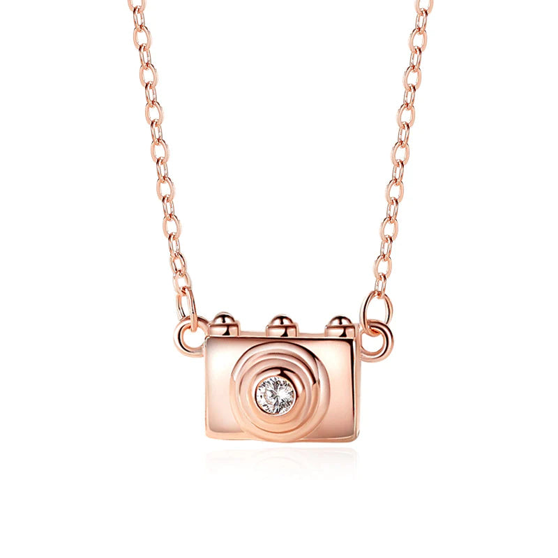 S925 Slow Down and  Capture Moments Camera Necklace