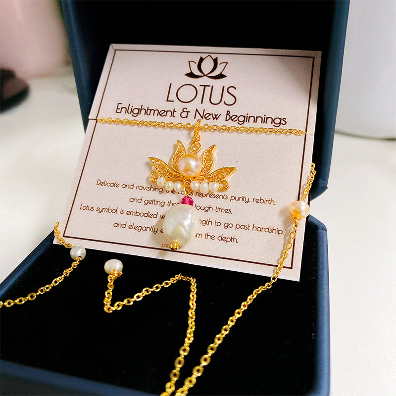 Enlightment & New Beginnings Lotus Pearl Necklace