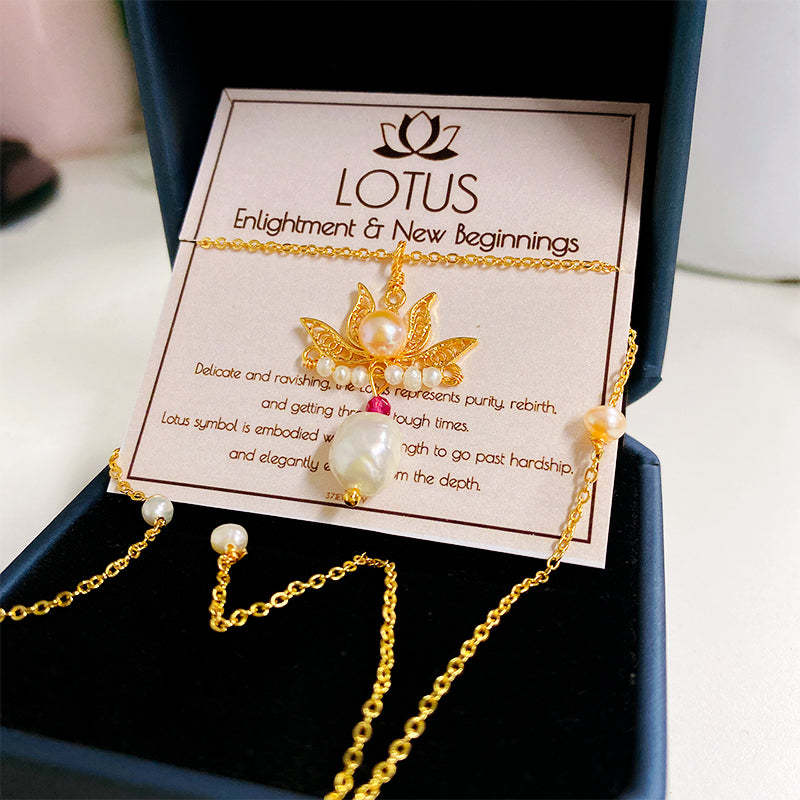 Enlightment & New Beginnings Lotus Pearl Necklace