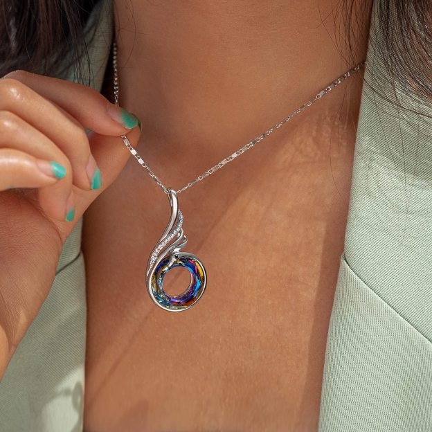 For Self - I Survived Because The Fire Inside Me Burns Brighter Than The Fire Around Me Crystal Necklace