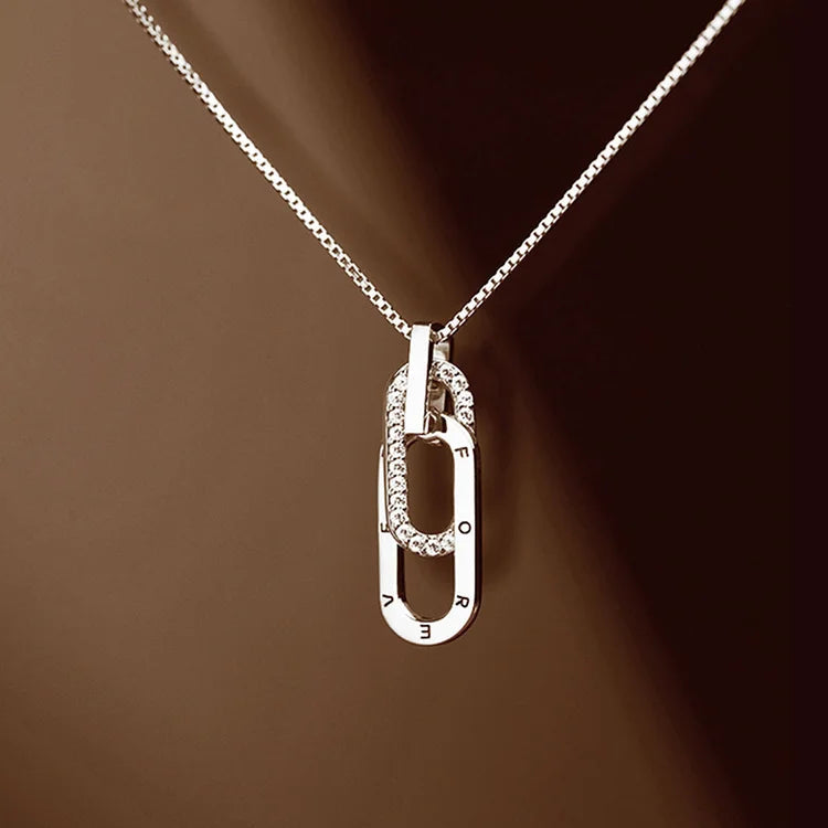 For Daughter - S925 Mother & Daughter Forever Linked Forever Loved Circle Necklace