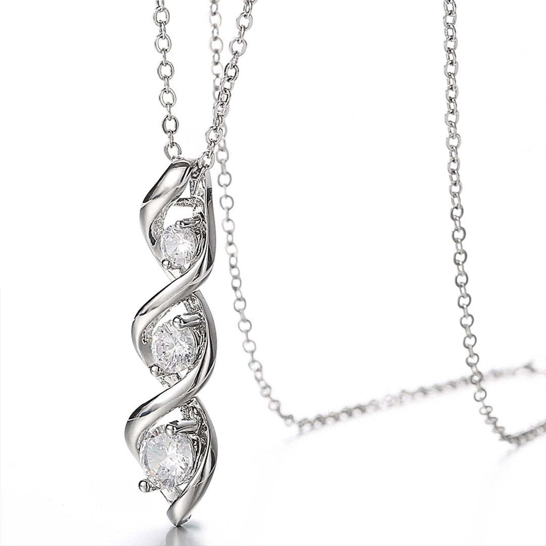 For Mother - S925 Thanks for Sharing Your DNA Three Diamond Spiral Necklace