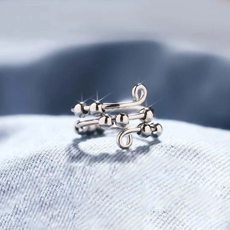 For Granddaughter - S925 I Will love & Protect You from Anything You Fear Circle Beads Fidget Ring